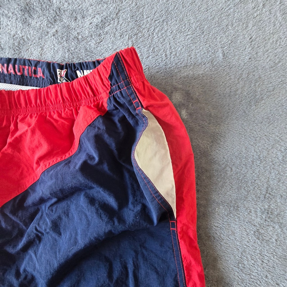 Nautica N95 Sailsport 219 Colorblock Swim Trunks Men's L Red Navy Mesh Lined VTG - Picture 8 of 16
